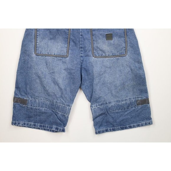 Vintage 90s Marithe Francois Girbaud Mens 40 Spell Out Baggy Strap Denim Shorts - Picture 11 of 13